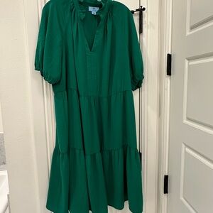 Cece Kelly Green Tiered Midi Dress